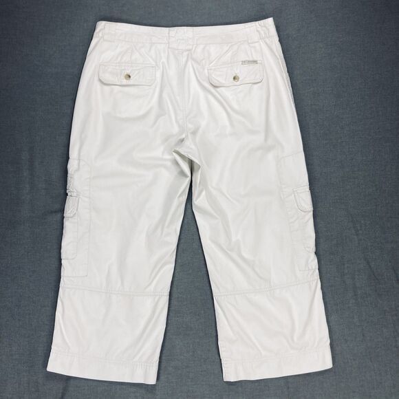 Columbia Cargo Capri Pants Sz 14 Cream Straight Leg Summer Beach Coastal Comfort - Picture 5 of 13